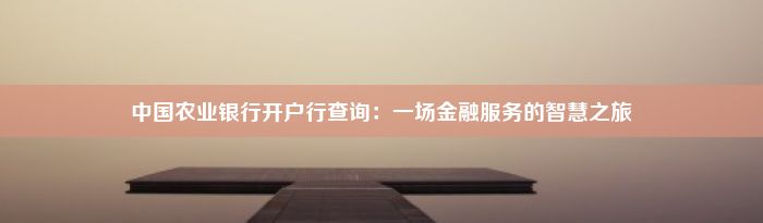 中国农业银行开户行查询：一场金融服务的智慧之旅