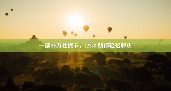 一键补办社保卡，12333 助你轻松解决