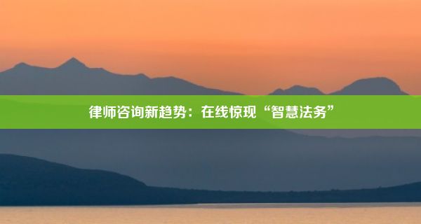 律师咨询新趋势：在线惊现“智慧法务”