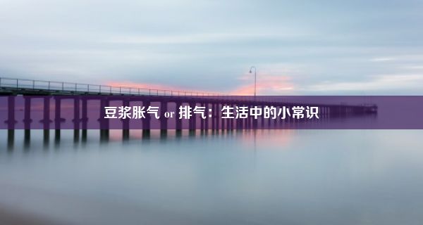 豆浆胀气 or 排气：生活中的小常识