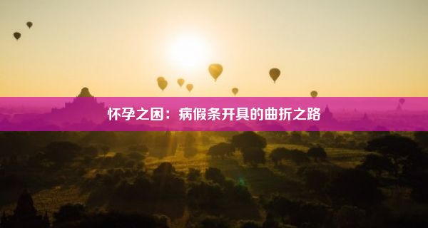 怀孕之困：病假条开具的曲折之路