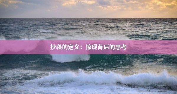 抄袭的定义：惊现背后的思考