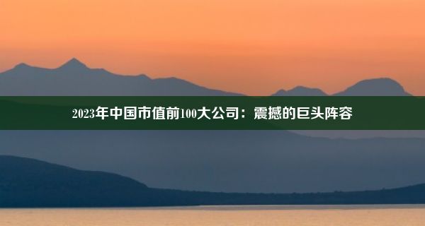 2023年中国市值前100大公司：震撼的巨头阵容