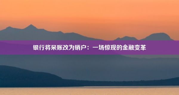 银行将呆账改为销户：一场惊现的金融变革