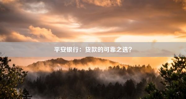 平安银行：贷款的可靠之选？