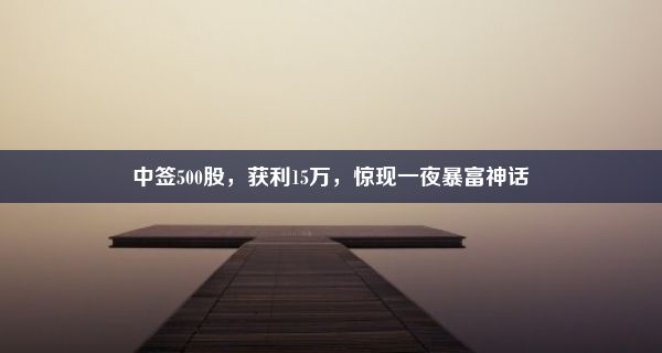 中签500股，获利15万，惊现一夜暴富神话