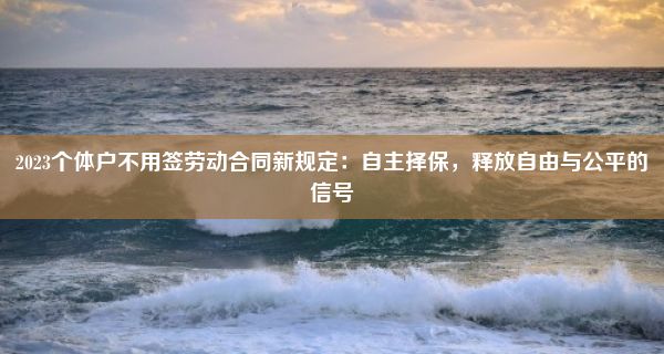 2023个体户不用签劳动合同新规定：自主择保，释放自由与公平的信号