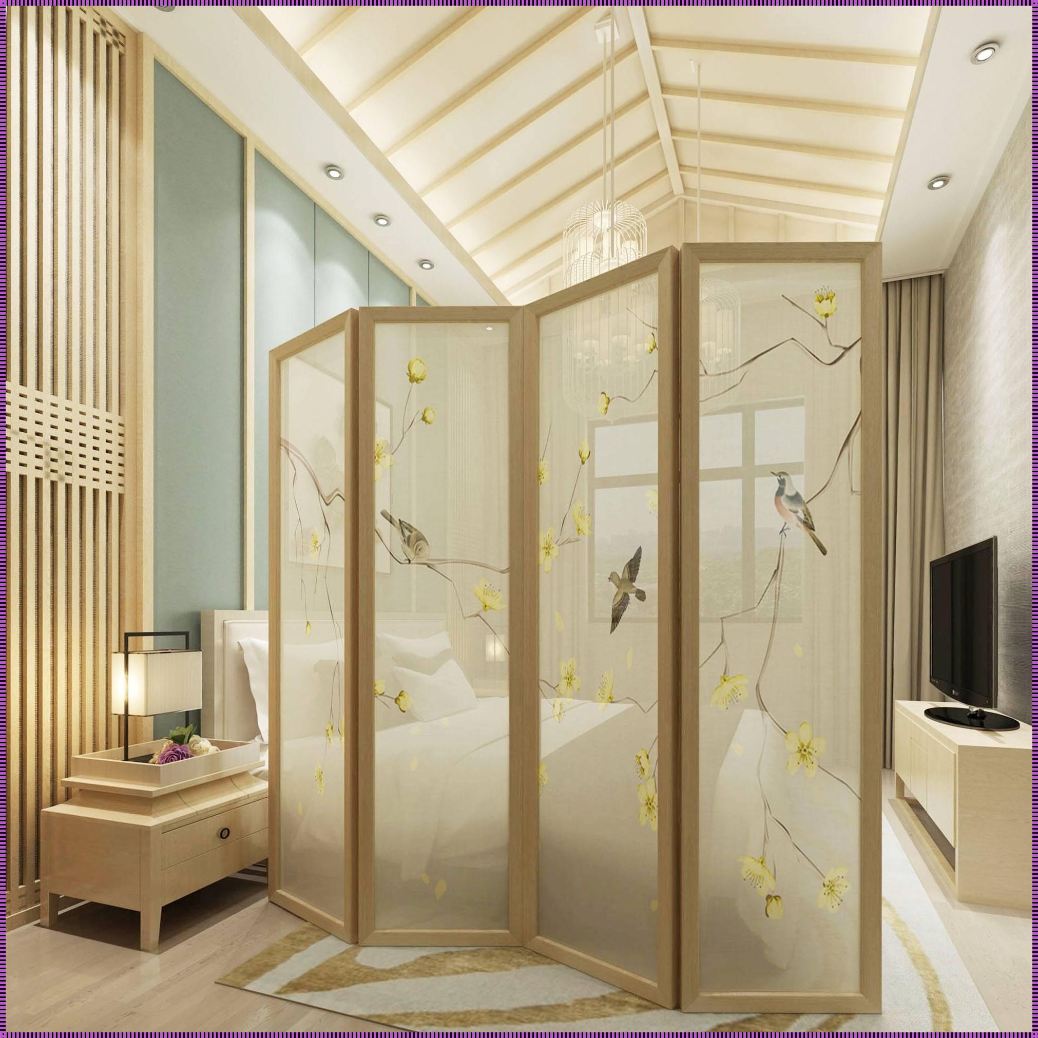 卧室门对床头的屏风隔断图：创意与实用性的完美结合 