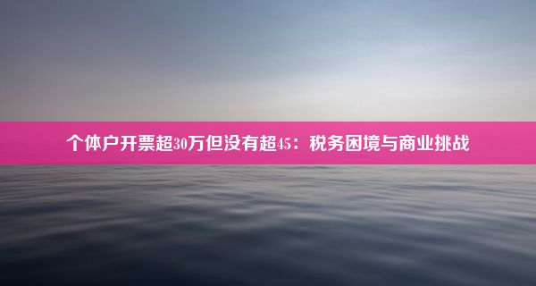 个体户开票超30万但没有超45：税务困境与商业挑战