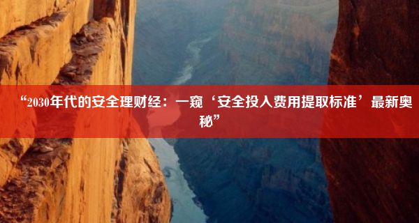 “2030年代的安全理财经：一窥‘安全投入费用提取标准’最新奥秘”